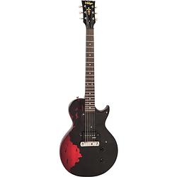 Foto van Vintage v120 icon distressed black over cherry red elektrische gitaar