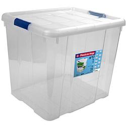 Foto van 1x opbergboxen/opbergdozen met deksel 35 liter kunststof transparant/blauw - opbergbox