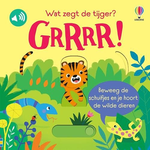 Foto van Wat zegt de tijger? grrrr! (schuif en luister) - kartonboekje;kartonboekje (9781805310150)