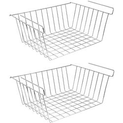 Foto van Msv kastmandje - 4x - opberg/hang mandjes - rvs - zilver - 30 x 24 x 13.5 cm - opbergmanden