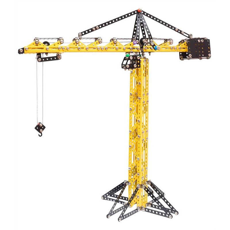 Foto van Metal techno bouwpakket tower crane 54 cm staal geel/zwart 1046-delig