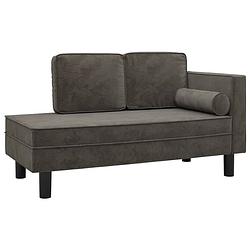 Foto van The living store chaise longue - fluweel - donkergrijs - 118 x 55 x 57 cm - comfortabele zitting