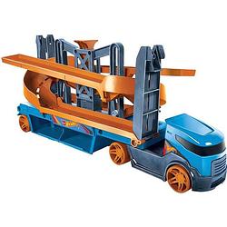 Foto van Hot wheels transporter lift en launch 40 cm oranje/blauw