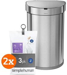 Foto van Simplehuman semi round sensor liner pocket 45 liter rvs + vuilniszakken (120 stuks)