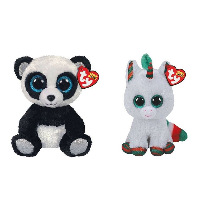 Foto van Ty - knuffel - beanie boo's - bamboo panda & christmas unicorn