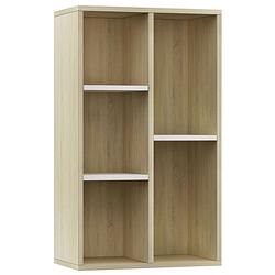 Foto van Vidaxl boekenkast/dressoir 50x25x80 cm spaanplaat wit en eikenkleurig