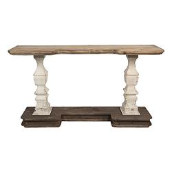 Foto van Clayre & eef sidetable 157x40x86 cm bruin beige hout rechthoek wandtafel haltafel console tafel bruin wandtafel