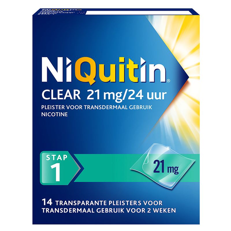 Foto van Niquitin clear pleisters 21mg stap 1