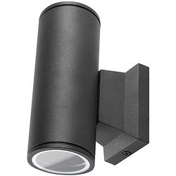 Foto van Led tuinverlichting - buitenlamp - aigi wally up and down - gu10 fitting - 2-lichts - mat zwart - rond - aluminium