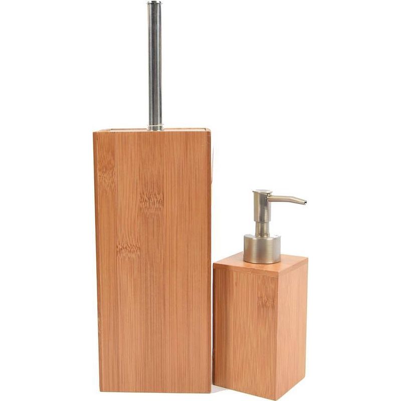 Foto van Bamboe toiletborstel met zeepdispenser