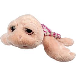 Foto van Suki gifts pluche zeeschildpad jules knuffeldier - cute eyes - roze - 24 cm - knuffel zeedieren