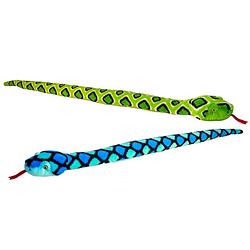 Foto van Keel toys - pluche knuffel dieren set van 2x slangen blauw en groen 100 cm - knuffeldier