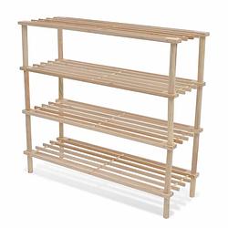 Foto van The living store houten schoenenrek 4-lagen - 74 x 26 x 67.5 cm - massief vurenhout