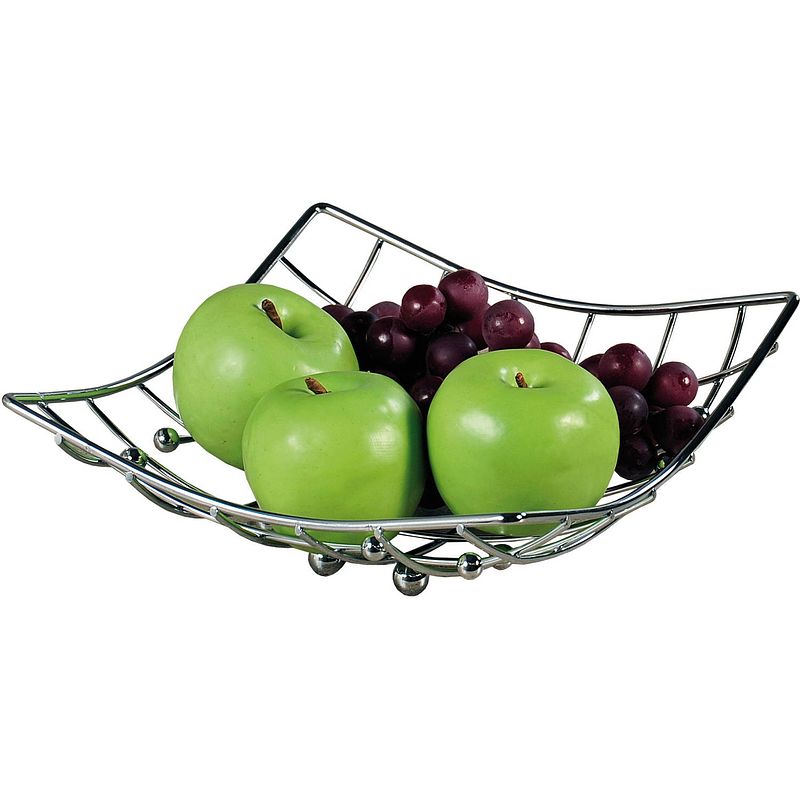 Foto van 1x metalen fruitschalen/fruitmanden 26 x 24 x 9 cm vierkant - fruitschalen