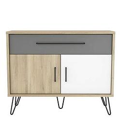 Foto van Demeyere dressoir genk - eiken/wit/grijs - 81,5x102,4x42,4 cm - leen bakker