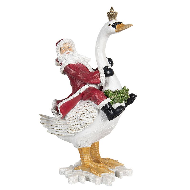 Foto van Haes deco - kerstman deco figuur 25x16x39 cm - wit - kerst figuur, kerstdecoratie