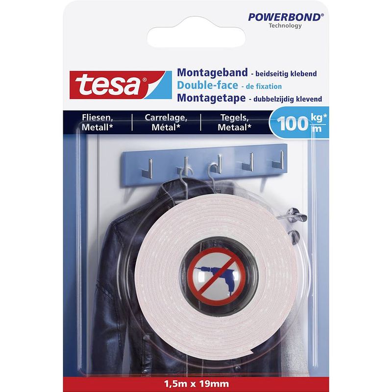 Foto van Tesa ultra strong 77746-00000-00 montagetape tesa powerbond wit (l x b) 1.5 m x 19 mm 1 stuk(s)