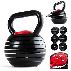 Foto van Zeuz® verstelbare kettlebell tot 18 kg - fitness sport set - conditie & krachttraining - halters - gietijzer