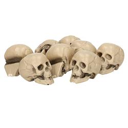 Foto van Halloween/horror schedels/doodshoofdjes - 8x - wit - h4 cm - kunststof - halloween poppen