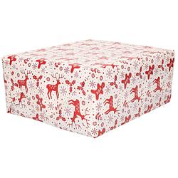 Foto van 1x rollen kerst inpakpapier/cadeaupapier wit/rood 2,5 x 0,7 meter - cadeaupapier