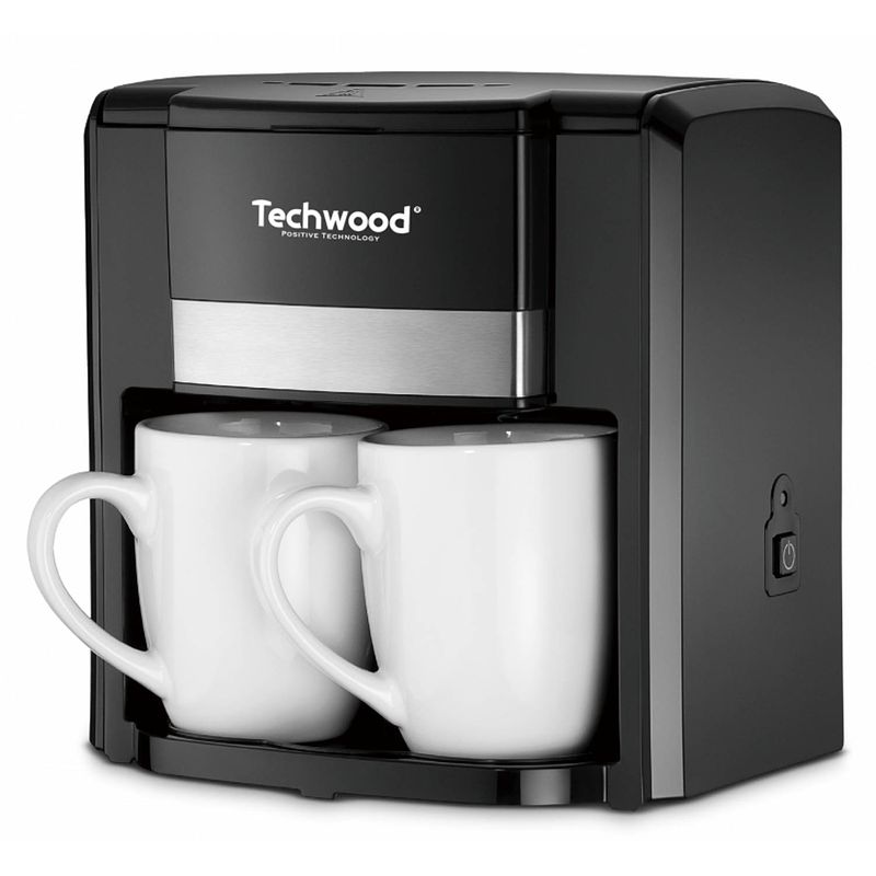 Foto van Techwood duo koffiezetter tca-206 met twee porseleinen kopjes