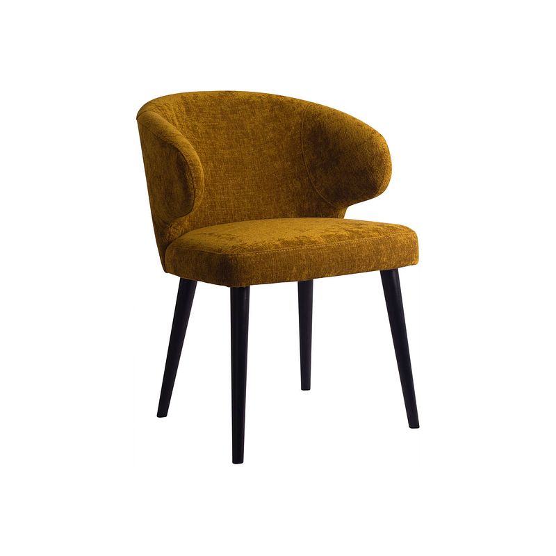 Foto van Ptmd fiori yellow 6057 dining chair black wood legs