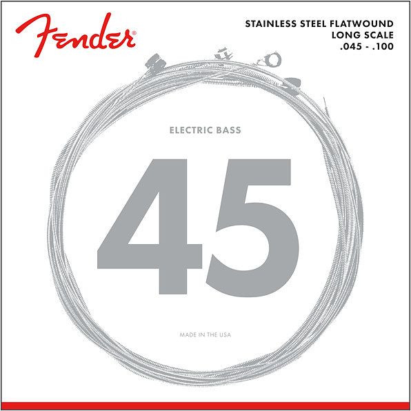 Foto van Fender 9050l stainless steel flatwound long scale snarenset light