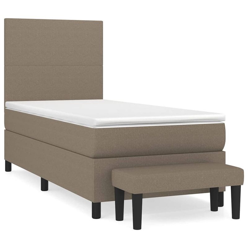 Foto van The living store boxspring bed - comfort - bed - 203 x 83 x 118/128 cm - taupe