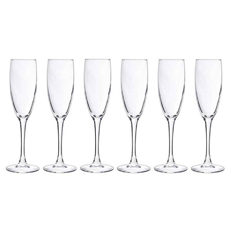 Foto van 6x champagneglazen/flutes 190 ml - 19 cl - champagne glazen - champagne drinken - champagneglazen van glas