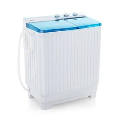 Foto van Costway xxl camping wasmachine met dubbele trommel 7,5 kg was & 3 kg centrifugecapaciteit - mini wasmachine - blauw