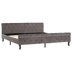 Foto van The living store bedframe - klassiek - fluweel - grijs - 226x186.5x74 cm