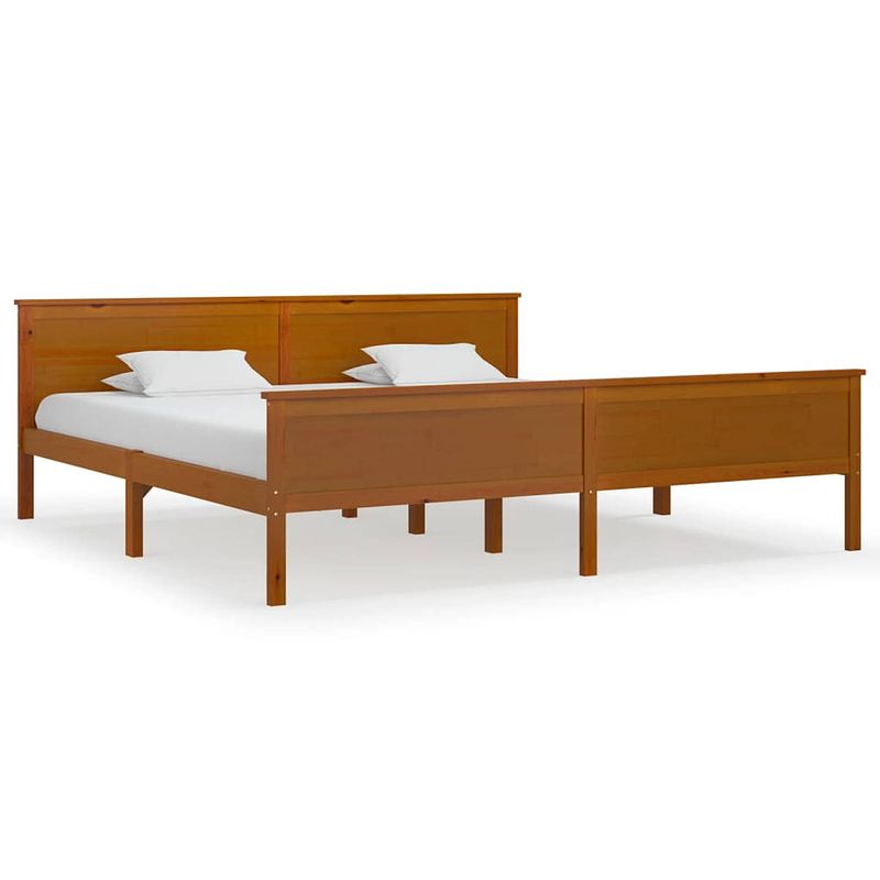 Foto van The living store bedframe - bedframes - 208 x 208 x 77 cm - honingbruin - massief grenenhout en multiplex - montage