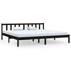 Foto van Vidaxl bedframe massief grenenhout zwart 180x200 cm 6ft super king