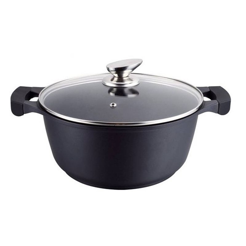 Foto van Swiss pro+ braadpan - soeppan - stoofpan met glazen deksel - zwart - non-stick coating