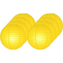 Foto van 8x gele lampionnen rond 25 cm - feestlampionnen
