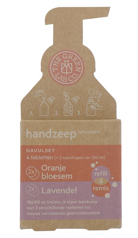 Foto van The green lab co. handzeep tablet refill oranjebloesem & lavendel