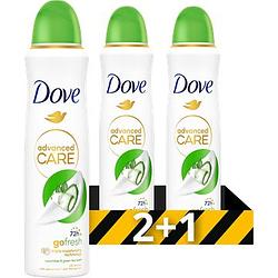 Foto van Dove advanced care go fresh antitranspirant deodorant spray cucumber & green tea 3 x 150ml bij jumbo