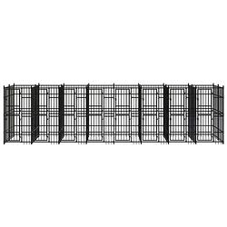 Foto van The living store hondenkennel - stalen stangen - 768 x 192 x 200 cm - zwart - met deuren