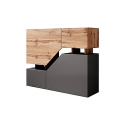 Foto van Meubella dressoir canberra - eiken - antraciet - 120 cm