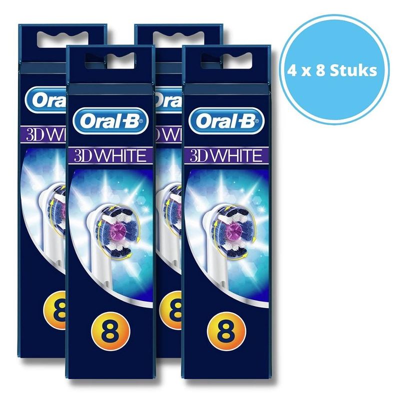 Foto van Oral-b opzetborstels voor elektrische tandenborstel - 3d white - 8 x 4 stuk(s)