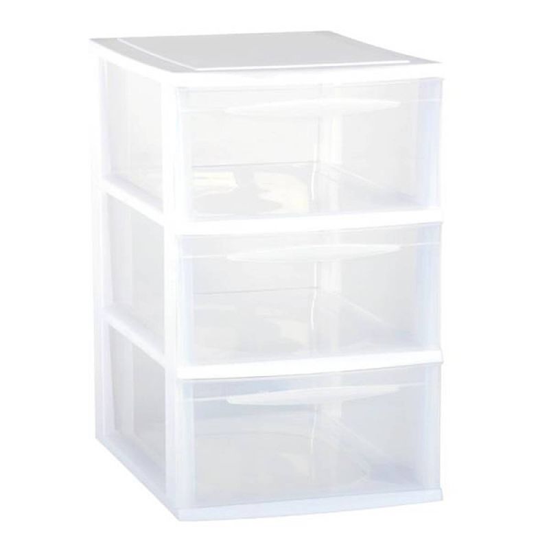 Foto van Ladenkast/bureau organizer wit stapelbaar a4 met 3x lades l26 x b36 x h41 cm - ladeblok