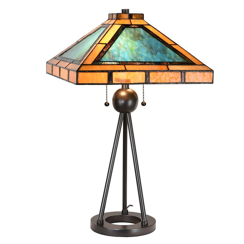 Foto van Lumilamp tiffany tafellamp 61*61*73 cm groen bruin metaal glas tiffany bureaulamp tiffany lampen groen tiffany