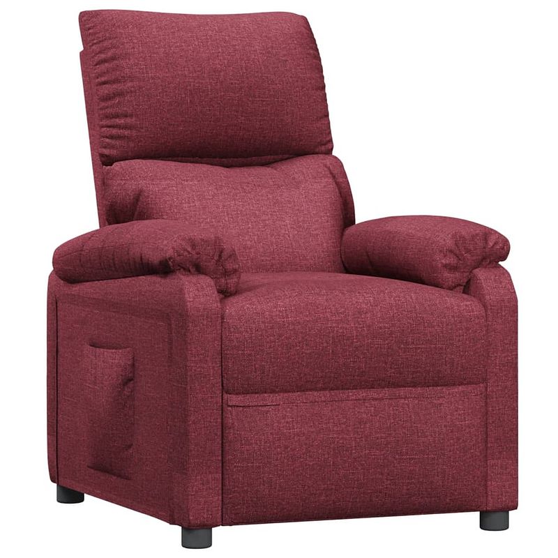 Foto van The living store verstelbare fauteuil - comfortabele zitting - wijnrood - 71.5 x 93 x 98 cm - metaal en hout