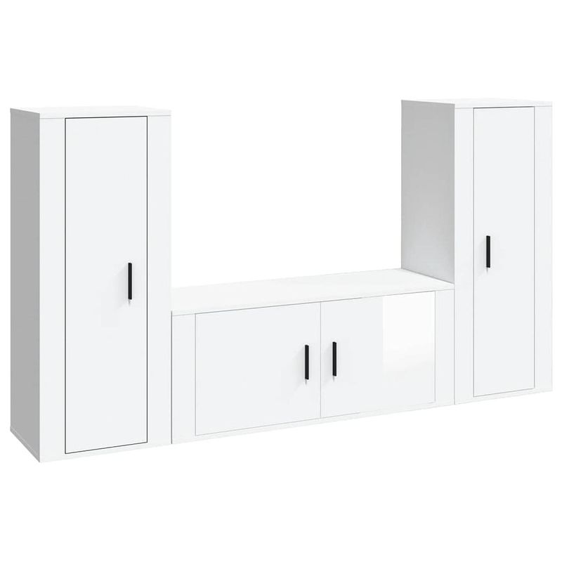 Foto van The living store classic tv-kastenset - 40 x 34.5 x 100 cm - 100 x 34.5 x 40 cm - hoogglans wit - bewerkt hout