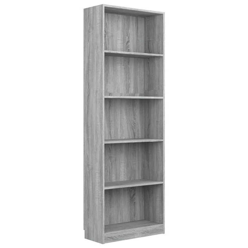 Foto van The living store boekenkast - grijs sonoma eiken - 60 x 24 x 175 cm - 5-laags design