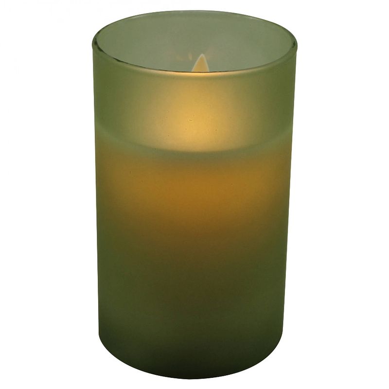 Foto van Magic flame - led kaars wax in groen mat glas 12,5cm