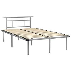 Foto van The living store metalen bedframe - grijs - 120 x 200 cm - massieve constructie - stevige lattenbodem - matras niet