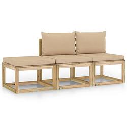 Foto van Vidaxl 3-delige loungeset met beige kussens