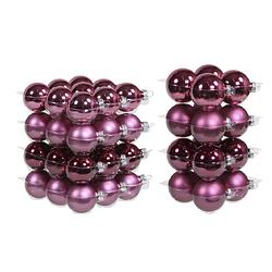 Foto van 52x stuks glazen kerstballen cherry roze (heather) 6 en 8 cm mat/glans - kerstbal