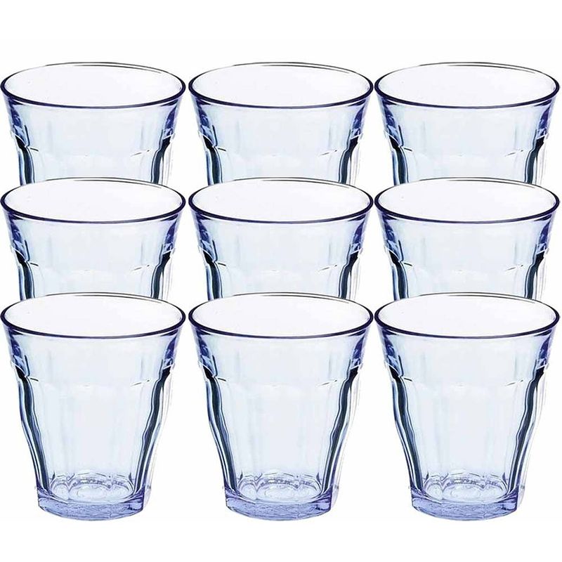 Foto van 24x drinkglazen/waterglazen blauw 310 ml picardie - drinkglazen